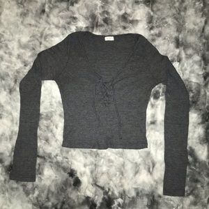 Longsleeve Lace-up Grey Pacsun Crop Top Size Small